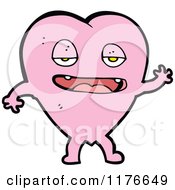 Cartoon Of A Sleepy Pink Heart With Arms And Legs Royalty Free Vector Illustration