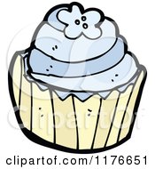 Poster, Art Print Of Blue Cupcake Decorated With Flowers