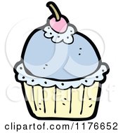 Poster, Art Print Of Blue Cupcake With A Cherry On Top