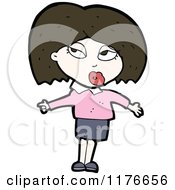 Cartoon Of A Young Girl In A Pink Sweater Royalty Free Vector Illustration by lineartestpilot