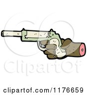 Cartoon Of A Severed Hand Holding A Pistol Royalty Free Vector Illustration by lineartestpilot