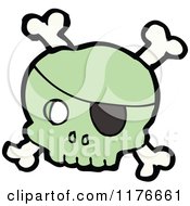 Cartoon Of A Green Skull And Crossbones Royalty Free Vector Illustration