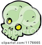 Cartoon Of A Green Skull Royalty Free Vector Illustration by lineartestpilot