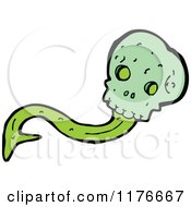 Cartoon Of A Green Skull With A Green Tongue Royalty Free Vector Illustration