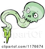 Cartoon Of A Green Skull With A Long Green Tongue Royalty Free Vector Illustration
