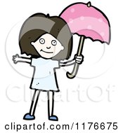Poster, Art Print Of Young Girl With A Pink Unbrella