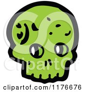 Cartoon Of A Green Skull Royalty Free Vector Illustration by lineartestpilot