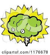 Poster, Art Print Of Green Brain With Eyes And A Burst