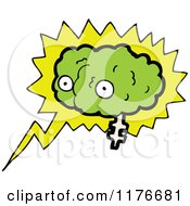 Clipart Of A Green Brain With Eyes And A Burst