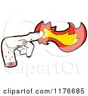 Cartoon Of A Severed Hand With Flames Royalty Free Vector Illustration