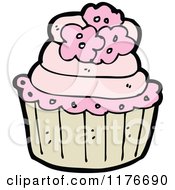 Poster, Art Print Of Pink Cupcake Decorated With Flowers
