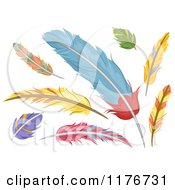 Cartoon Of Colorful Feathers Royalty Free Vector Clipart