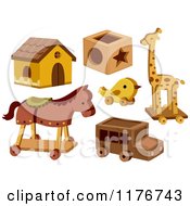 Cartoon Of Wooden Toys Royalty Free Vector Clipart