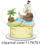 Poster, Art Print Of Pirate Themed Cake With A Ship And Treasure Chest