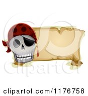 Poster, Art Print Of Pirate Skull And Parchment Banner