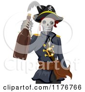 Poster, Art Print Of Pirate Skeleton Holding A Bottle Of Rum