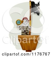 Poster, Art Print Of Pirate Skeleton Looking Out In A Crows Nest