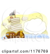 Poster, Art Print Of Pirate Ship On The Sea With A Cloud Frame