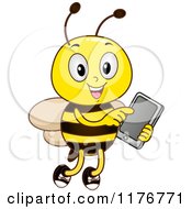 Poster, Art Print Of Happy Bee Using A Tablet Computer