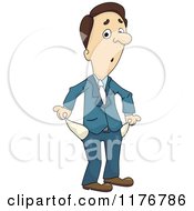 Cartoon Of A Broke Business Man Turning His Pockets Inside Out Royalty Free Vector Clipart