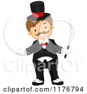 Cartoon Of A Happy Male Circus Ring Master With A Training Wand Royalty Free Vector Clipart