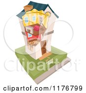 Poster, Art Print Of Two Story Home With Exposed Interior