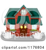 Poster, Art Print Of Restaurant Building Exterior With Outdoor Dining