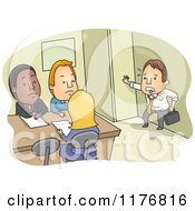 Cartoon Of A Sweaty Businessman Arriving Late To A Meeting Royalty Free Vector Clipart