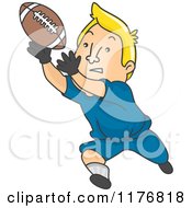 Poster, Art Print Of Blond Male Football Player Catching A Ball