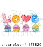 Poster, Art Print Of Colorful Cupcakes With Love Garnishes