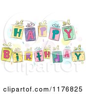 Poster, Art Print Of Colorful Gift Boxes Spelling Happy Birthday