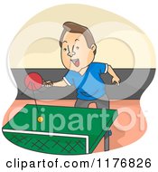 Poster, Art Print Of Happy Man Playing Ping Pong Table Tennis