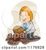 Poster, Art Print Of Businessman Buring A Treasure Chest