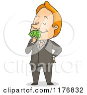 Poster, Art Print Of Happy Businessman Smelling Cash Money