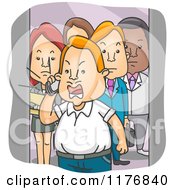 Poster, Art Print Of People Watching An Angry Man Shout Into A Cell Phone On An Elevator