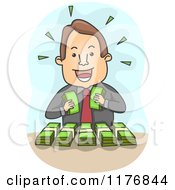 Poster, Art Print Of Rich Businessman Counting His Bundled Money