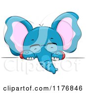 Poster, Art Print Of Blue Elephant With Glasses Looking Over A Sign