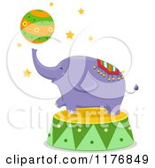 Poster, Art Print Of Purple Circus Elephant Playing With A Ball