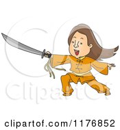 Poster, Art Print Of Wushu Woman Holding A Sword