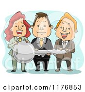Poster, Art Print Of Happy Business Team Holding A Large Key