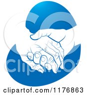 Poster, Art Print Of Young Hand Holding A Senior Hand On A Blue Heart