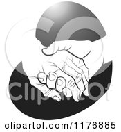 Poster, Art Print Of Young Hand Holding A Senior Hand On A Black Heart