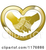 Poster, Art Print Of Gold Young Hand Holding A Senior Hand In A Heart