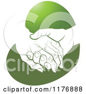 Poster, Art Print Of Young Hand Holding A Senior Hand On A Green Heart