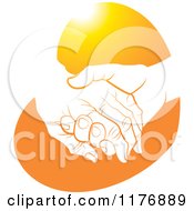 Poster, Art Print Of Young Hand Holding A Senior Hand On An Orange Heart