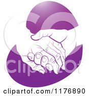 Poster, Art Print Of Young Hand Holding A Senior Hand On A Purple Heart