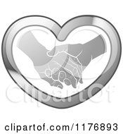 Silver Young Hand Holding A Senior Hand In A Heart