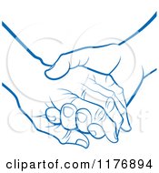 Poster, Art Print Of Blue Young Hand Holding A Senior Hand