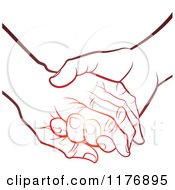 Poster, Art Print Of Gradient Red Young Hand Holding A Senior Hand
