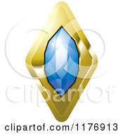 Clipart Of A Long Blue Diamond With A Gold Setting Royalty Free Vector Illustration
